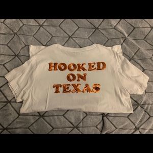 White Texas Longhorn tee with sequins on back